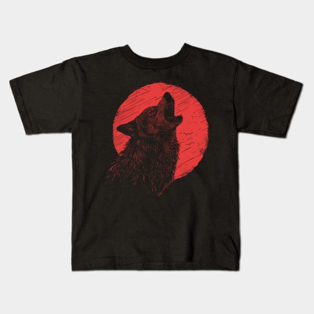 Howling Wolf Kids T-Shirt by Yopi